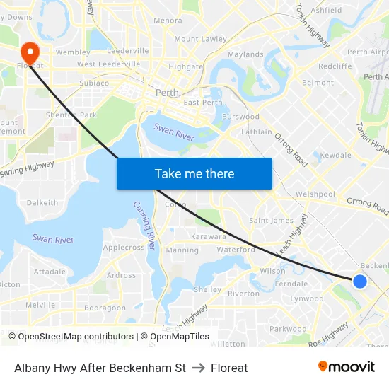 Albany Hwy After Beckenham St to Floreat map