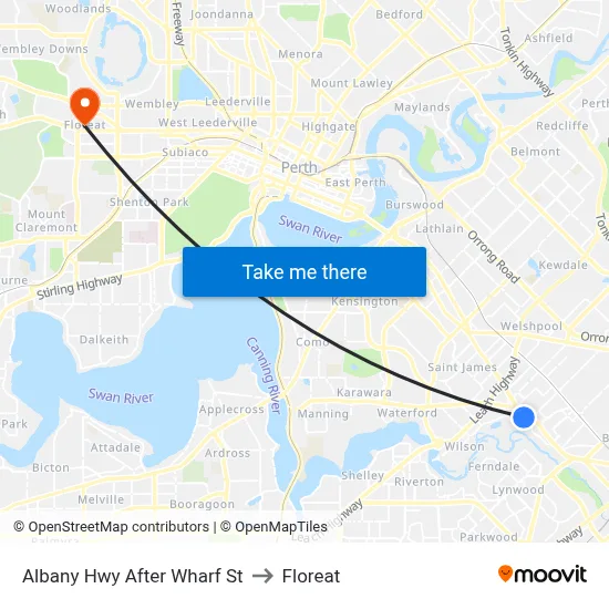 Albany Hwy After Wharf St to Floreat map