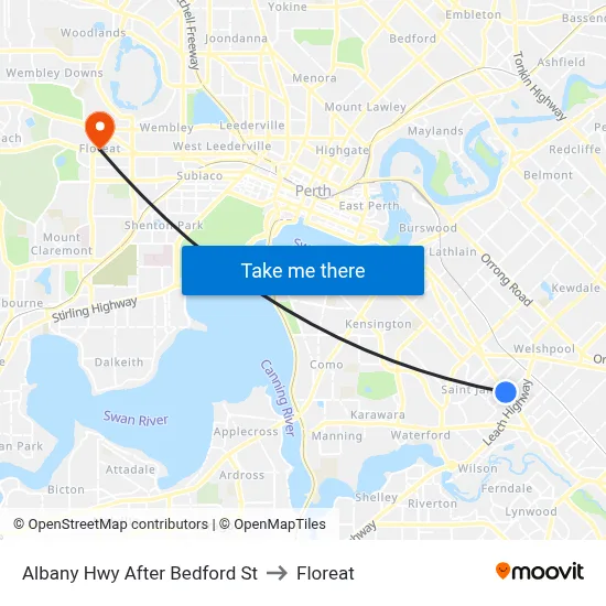 Albany Hwy After Bedford St to Floreat map