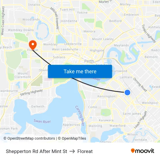 Shepperton Rd After Mint St to Floreat map