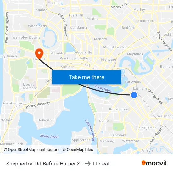 Shepperton Rd Before Harper St to Floreat map