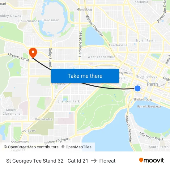 St Georges Tce Stand 32 - Cat Id 21 to Floreat map