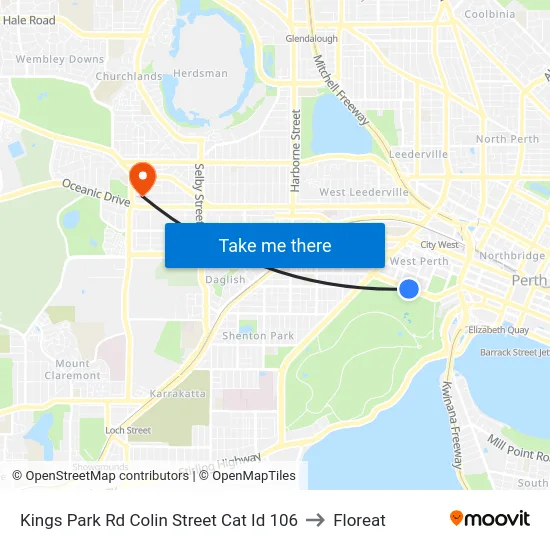 Kings Park Rd Colin Street Cat Id 106 to Floreat map