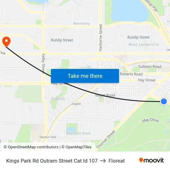 Kings Park Rd Outram Street Cat Id 107 to Floreat map