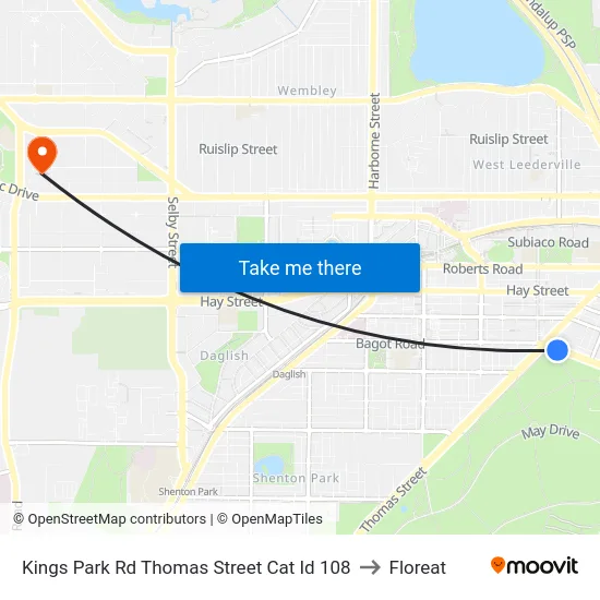 Kings Park Rd Thomas Street Cat Id 108 to Floreat map