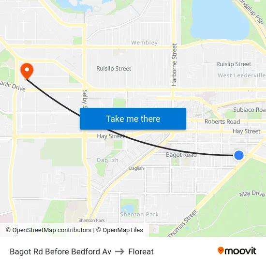 Bagot Rd Before Bedford Av to Floreat map