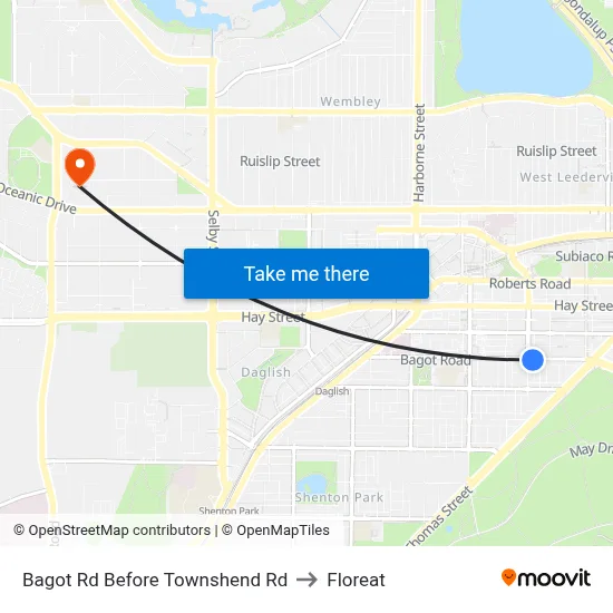 Bagot Rd Before Townshend Rd to Floreat map