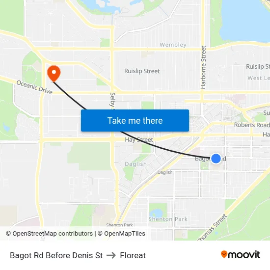 Bagot Rd Before Denis St to Floreat map