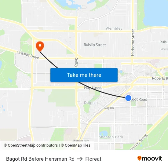 Bagot Rd Before Hensman Rd to Floreat map