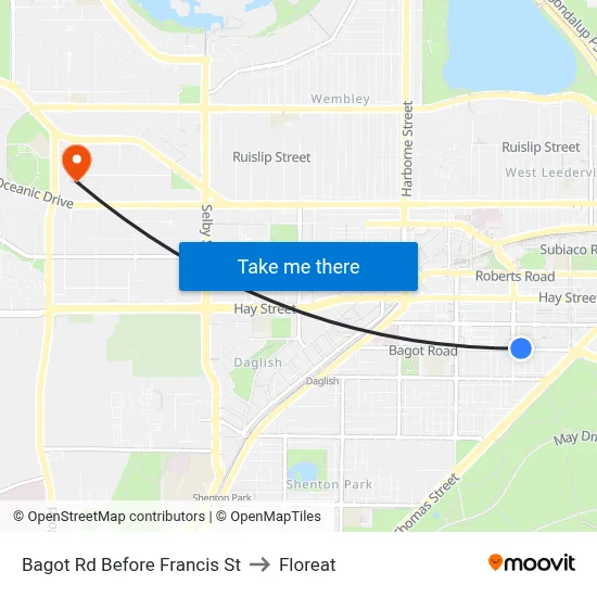 Bagot Rd Before Francis St to Floreat map