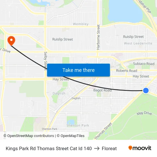 Kings Park Rd Thomas Street Cat Id 140 to Floreat map