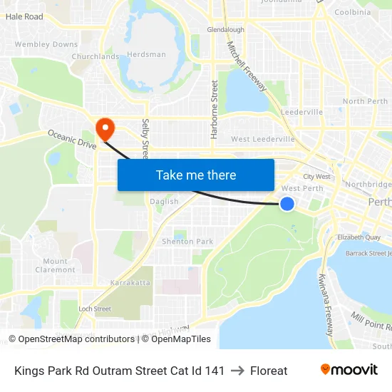 Kings Park Rd Outram Street Cat Id 141 to Floreat map