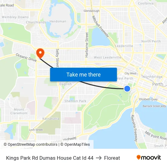 Kings Park Rd Dumas House Cat Id 44 to Floreat map