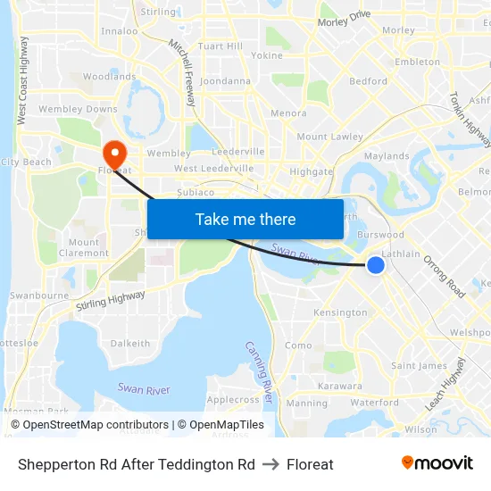 Shepperton Rd After Teddington Rd to Floreat map