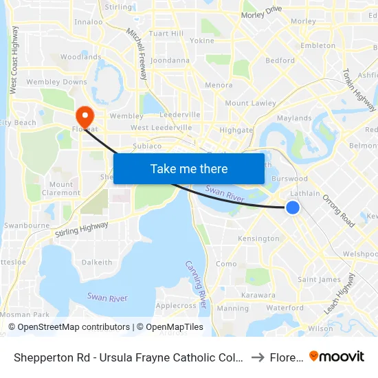 Shepperton Rd - Ursula Frayne Catholic Coll Sen to Floreat map