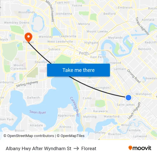Albany Hwy After Wyndham St to Floreat map