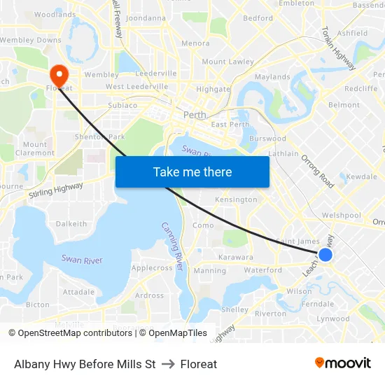 Albany Hwy Before Mills St to Floreat map