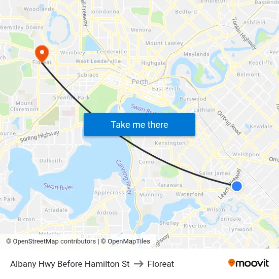 Albany Hwy Before Hamilton St to Floreat map