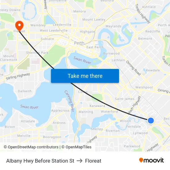 Albany Hwy Before Station St to Floreat map