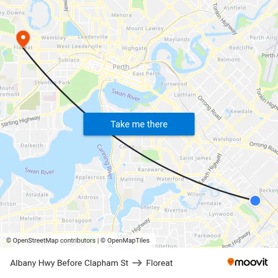 Albany Hwy Before Clapham St to Floreat map