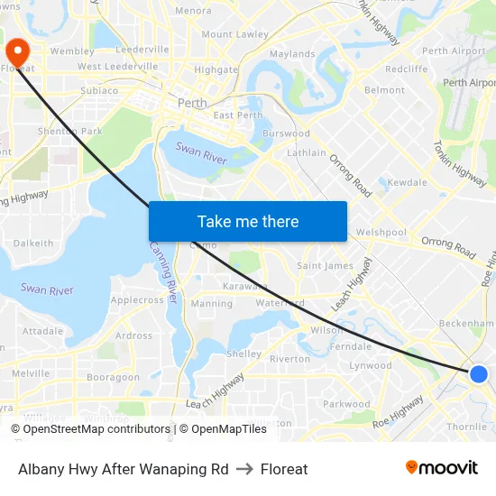 Albany Hwy After Wanaping Rd to Floreat map