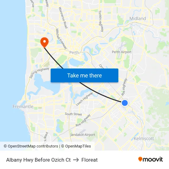 Albany Hwy Before Ozich Ct to Floreat map