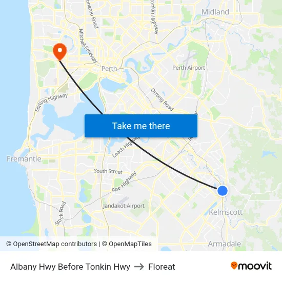 Albany Hwy Before Tonkin Hwy to Floreat map