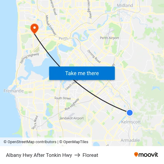 Albany Hwy After Tonkin Hwy to Floreat map