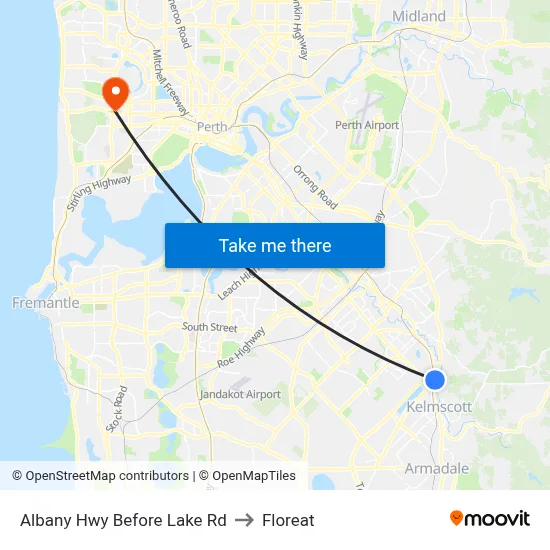 Albany Hwy Before Lake Rd to Floreat map