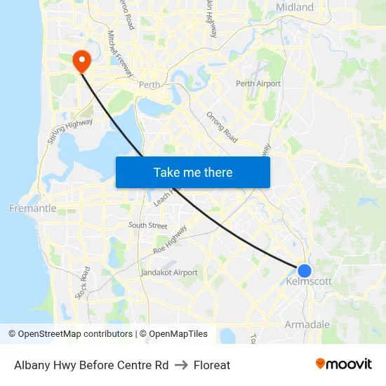 Albany Hwy Before Centre Rd to Floreat map