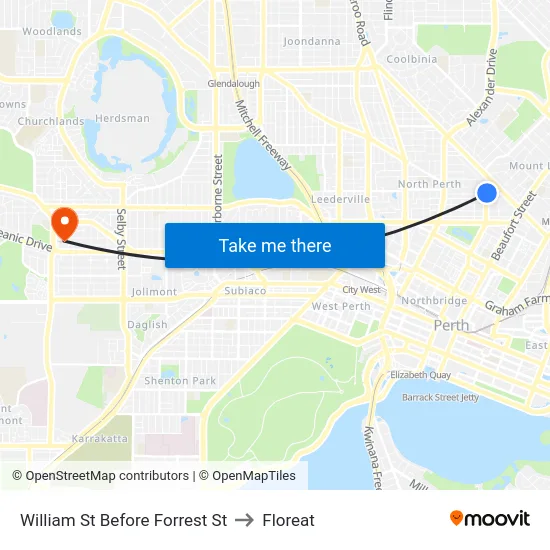 William St Before Forrest St to Floreat map
