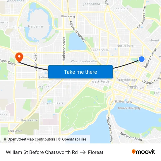 William St Before Chatsworth Rd to Floreat map