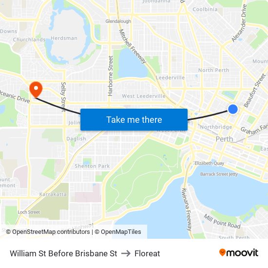 William St Before Brisbane St to Floreat map