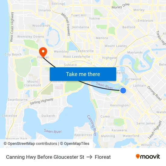 Canning Hwy Before Gloucester St to Floreat map