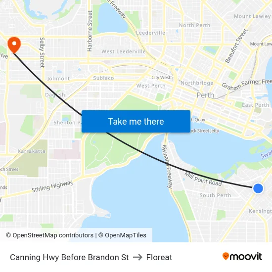 Canning Hwy Before Brandon St to Floreat map