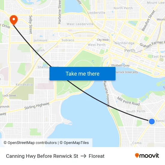 Canning Hwy Before Renwick St to Floreat map