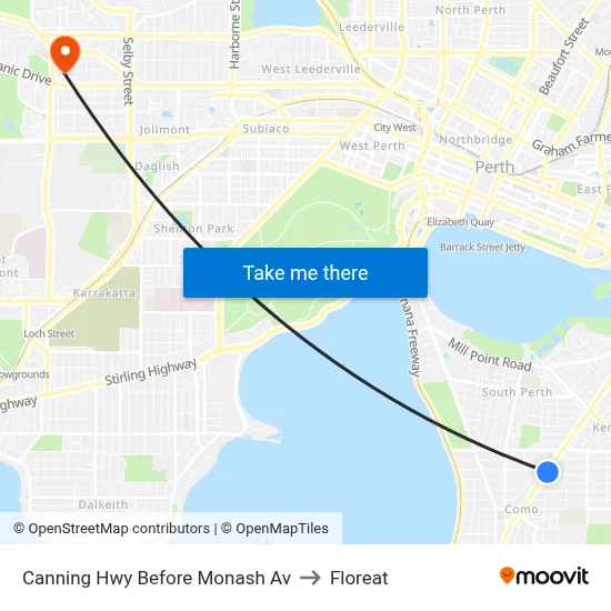 Canning Hwy Before Monash Av to Floreat map