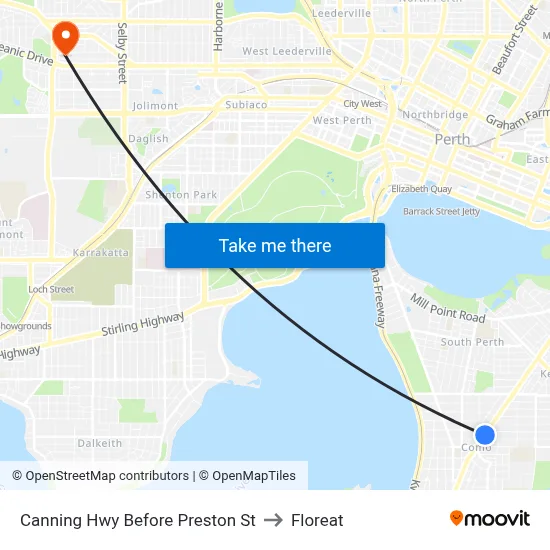Canning Hwy Before Preston St to Floreat map