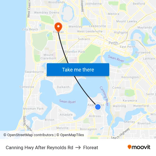 Canning Hwy After Reynolds Rd to Floreat map