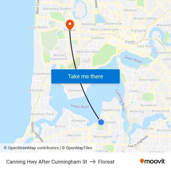 Canning Hwy After Cunningham St to Floreat map