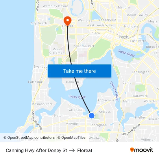 Canning Hwy After Doney St to Floreat map