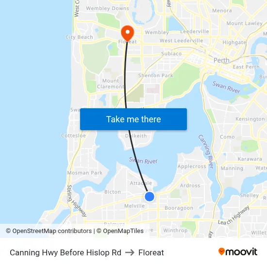 Canning Hwy Before Hislop Rd to Floreat map
