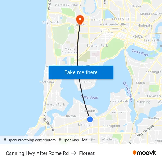 Canning Hwy After Rome Rd to Floreat map