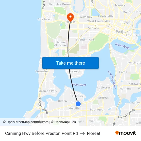 Canning Hwy Before Preston Point Rd to Floreat map
