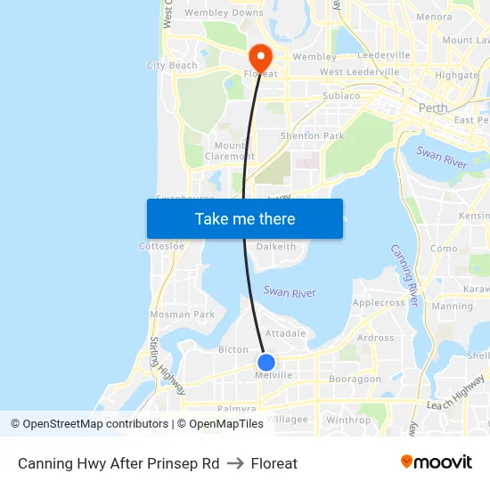 Canning Hwy After Prinsep Rd to Floreat map