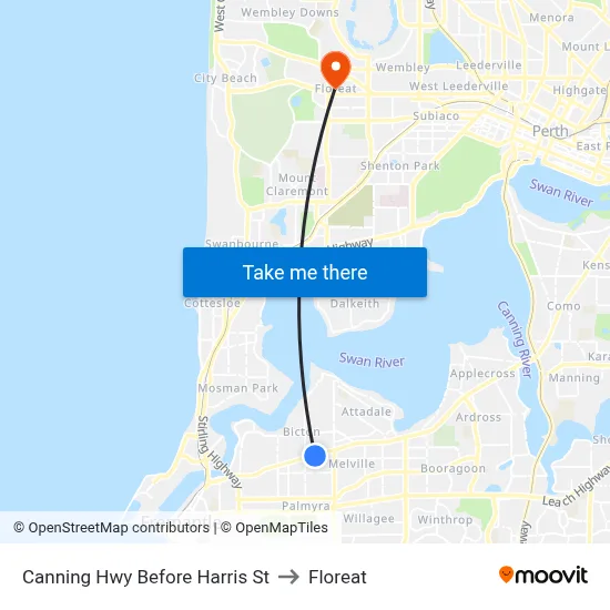 Canning Hwy Before Harris St to Floreat map