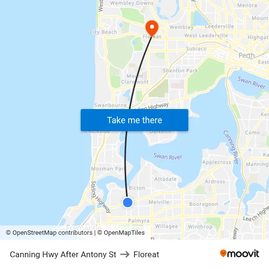 Canning Hwy After Antony St to Floreat map