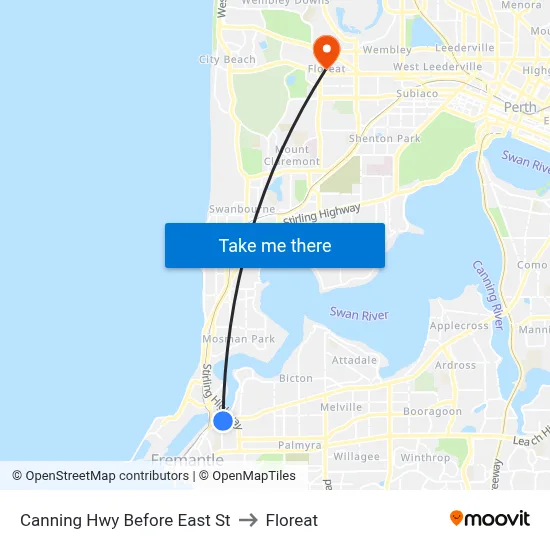 Canning Hwy Before East St to Floreat map