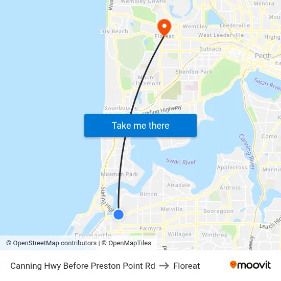 Canning Hwy Before Preston Point Rd to Floreat map