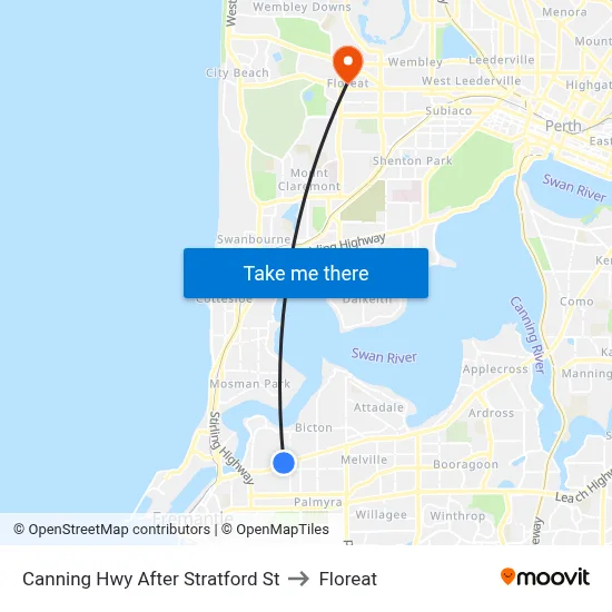 Canning Hwy After Stratford St to Floreat map